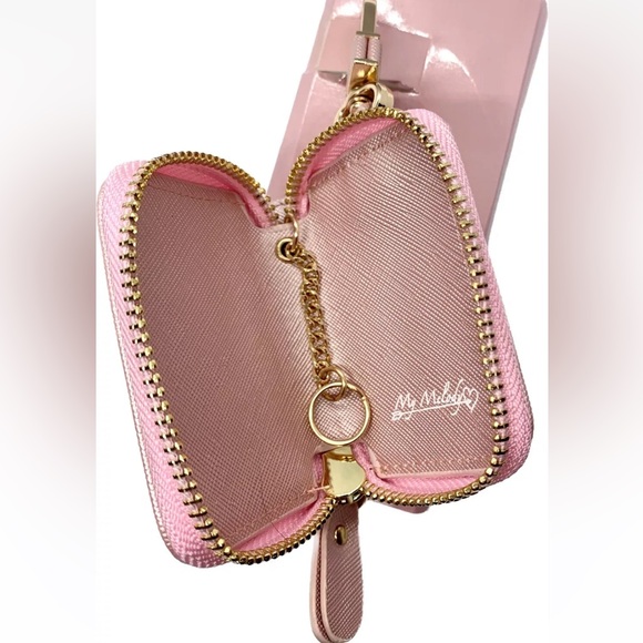 Sanrio My Melody Key Case Pouch Mini Zip Coin Purse Pearlescent Pink - Picture 2 of 3